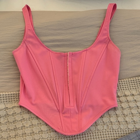 SHEIN Tops - SHEIN Pink Corset-Inspired Top